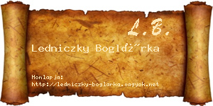Ledniczky Boglárka névjegykártya